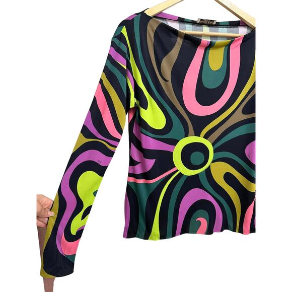 EMILIO PUCCI Marmo-Print Multicolored Top Silk Size 2 $935 - Picture 3 of 9
